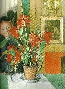 Carl Larsson britas kaktus-skrattet oil painting on canvas